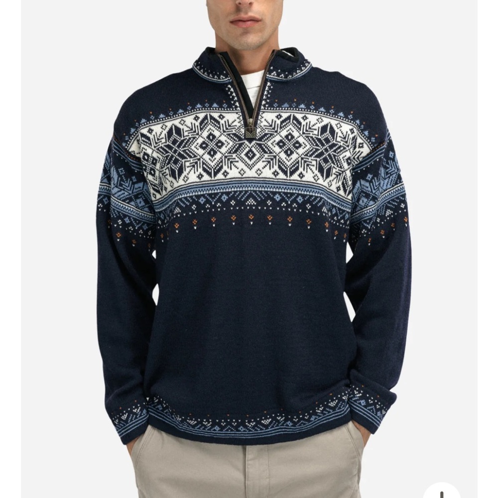 Dale of Norway Blyfjell Fair Isle Wool Sweater Navy Men's